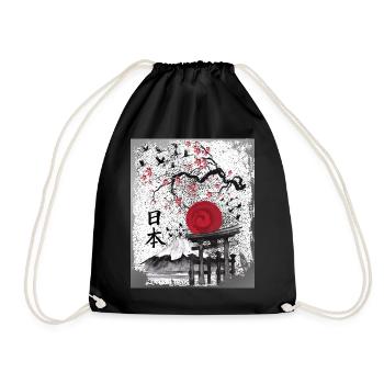 Japan Asia Japanese Art Fuji Torii - Drawstring Bag - black - Front