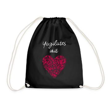 Yogilates mit Herz Fitnesskurs Fitnessstudio Yoga - Turnbeutel - Schwarz - Vorne