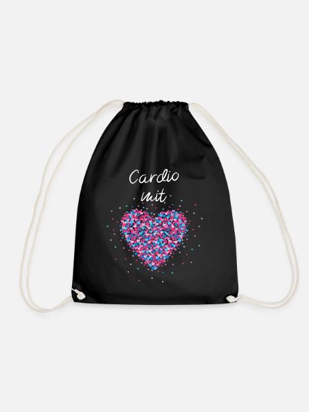 Cardio mit Herz Cardiotraining Krafttraining - Turnbeutel - Schwarz