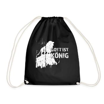 God is King Leo Jesus Faith Worship Praise - Drawstring Bag - black - Front