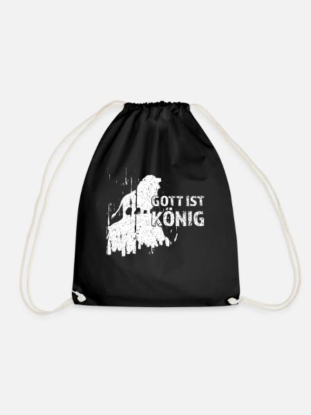 Gott ist König Löwe Jesus Glaube Worship Lobreis - Turnbeutel - Schwarz