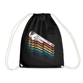 Plumbing Plumber Pipe Wrench - Drawstring Bag - black - Front