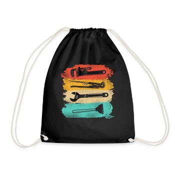 Plumbing Plumber Tools Pipe Wrench - Drawstring Bag - black - Front
