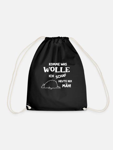 Komme was Wolle ich Schaf Heute Nix Mäh Schaf - Turnbeutel - Schwarz