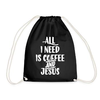 Jesus God Coffee Coffee Lovers Church Faith - Drawstring Bag - black - Front