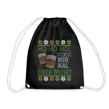 Ho Ho Hol Mir Mal Einen Whisky Ugly Christmas - Turnbeutel - Schwarz - Vorne