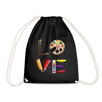 Drawing Art Lovers Ink Box Brush Love - Drawstring Bag - black - Front