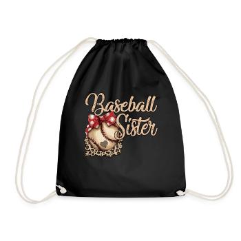 Girls Sister Softball Women Baseball Sister - Drawstring Bag - black - Front