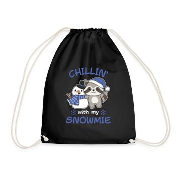 Raccoon Chillin avec mon bonhomme de neige - Sac de sport léger - noir - Devant