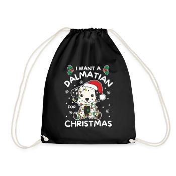 I want a Dalmatian for Christmas cute dogs - Drawstring Bag - black - Front