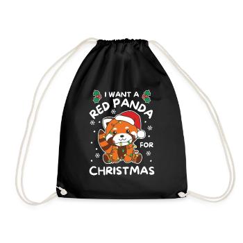 Ich will ein Roter Panda Weihnachten Rote Pandas - Turnbeutel - Schwarz - Vorne