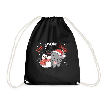 Elephant I'm snow cute snowman snow pun - Drawstring Bag - black - Front