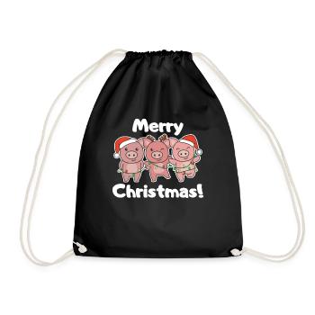 Porc Noël Cochons doux Joyeux Noël - Sac de sport léger - noir - Devant