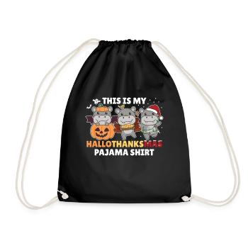 Hellothanksmas Chemise Pyjama Hippo Christmas Animal - Sac de sport léger - noir - Devant