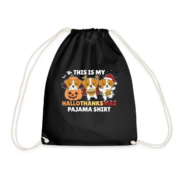 Hallothanksmas Pajama Shirt Jack Russell Weihnacht - Turnbeutel - Schwarz - Vorne
