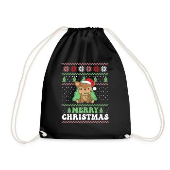 Joyeux Noël rétro moche cerf de Noël - Sac de sport léger - noir - Devant