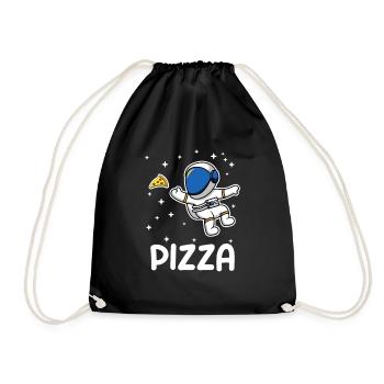 Pizza Astronaut Weltall Weltraum Pizzastück Sterne - Turnbeutel - Schwarz - Vorne