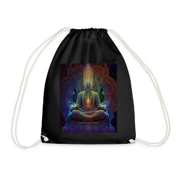 Colorful Psychedelic Buddha Meditation - Drawstring Bag - black - Front