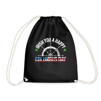 Irish You A Happy Columbus Day Green Clover - Drawstring Bag - black - Front