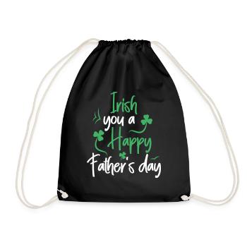 Irish You A Happy Father's Day Green Clover - Drawstring Bag - black - Front