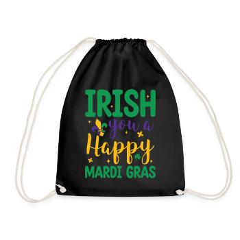 Irish You A Happy Mardi Gras Green Clover - Drawstring Bag - black - Front