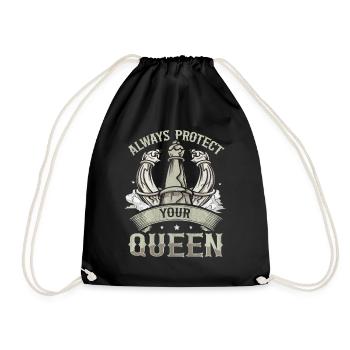 Always Protect Your Queen lustiges Schach - Turnbeutel - Schwarz - Vorne