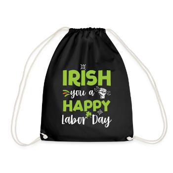 Irish You Happy Labor Day Green Clover - Drawstring Bag - black - Front