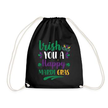Irish You A Happy Mardi Gras Green Clover - Drawstring Bag - black - Front