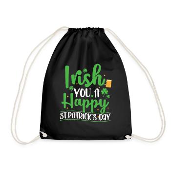 Irish You A Happy St. Patrick's Day Green - Drawstring Bag - black - Front