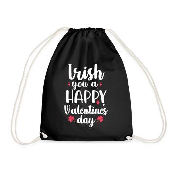 Irish You A Happy Valentine's Day Holiday Pink - Drawstring Bag - black - Front