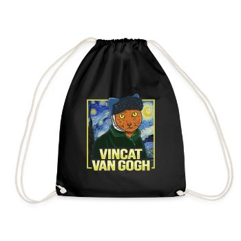 Vincat van Gogh Cat - Drawstring Bag - black - Front