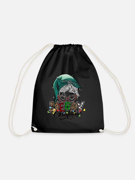 Merry Christmas Christmas Elf Outfit - Drawstring Bag - black