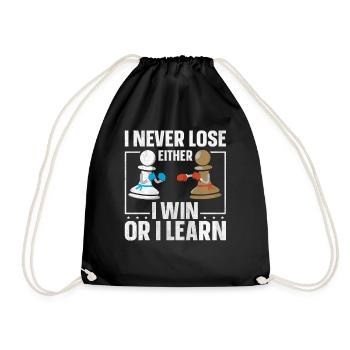 I Never Lose Either I Win Or I Learn Schach - Turnbeutel - Schwarz - Vorne