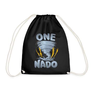 One-nado warning 1st birthday | Tornado - Drawstring Bag - black - Front