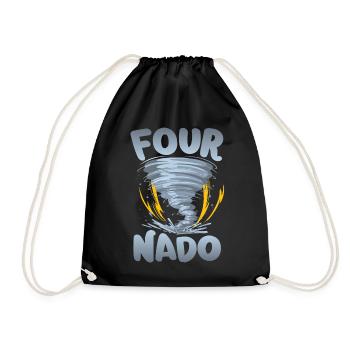 Four-nado warning 4th birthday | Tornado - Drawstring Bag - black - Front