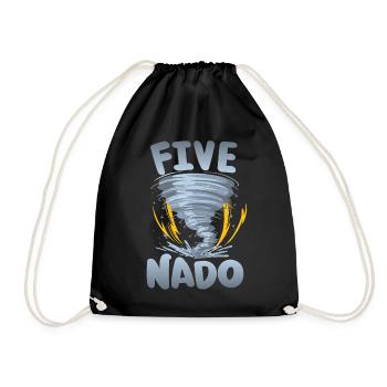 Five-nado Warning 4th birthday | Tornado - Drawstring Bag - black - Front