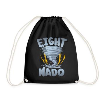 Acht-nado-warn 8th birthday | Tornado - Drawstring Bag - black - Front