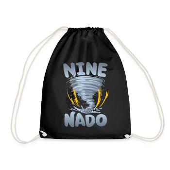 Nine-nado Warning 9th birthday | Tornado - Drawstring Bag - black - Front