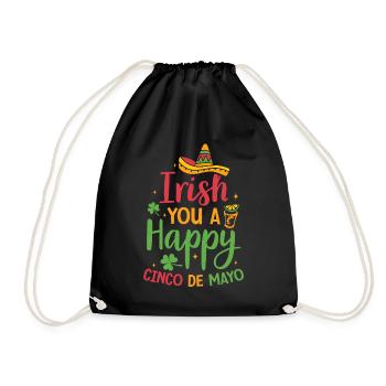 Irish You A Happy Cinco De Mayo Green Clover - Drawstring Bag - black - Front