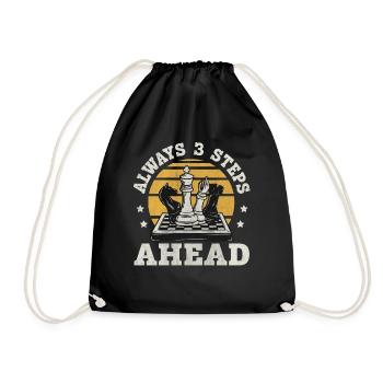 Always 3 Steps Ahead funny chess - Drawstring Bag - black - Front