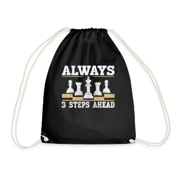 Always 3 Steps Ahead funny chess - Drawstring Bag - black - Front