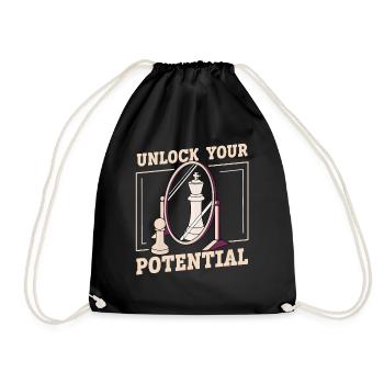 Unlock Your Potential lustiges Schach - Turnbeutel - Schwarz - Vorne