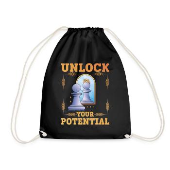 Unlock Your Potential lustiges Schach - Turnbeutel - Schwarz - Vorne