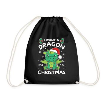 Je veux un dragon pour Noël dragons mignons - Sac de sport léger - noir - Devant