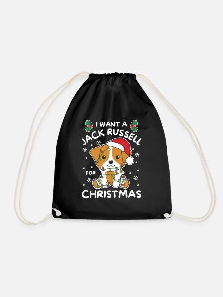 Ich will ein Jack Russell Weihnachten süße Hunde - Turnbeutel - Schwarz
