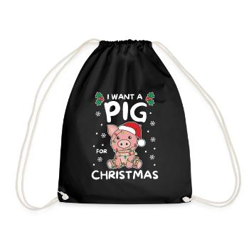 Je veux un cochon pour les cochons doux de Noël - Sac de sport léger - noir - Devant