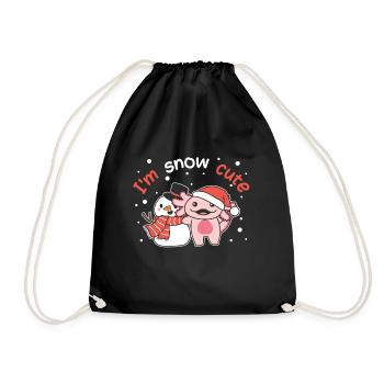 Axolotl Je suis mignon bonhomme de neige jeu de mots neige - Sac de sport léger - noir - Devant