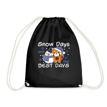 Red Panda Snow Days are the best days Winter - Drawstring Bag - black - Front