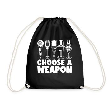 Karaoke Singer Microphone Vocalist - Drawstring Bag - black - Front