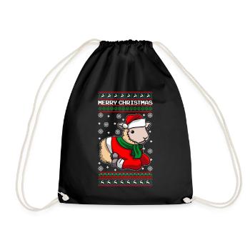 Sheep with Ugly Christmas Sweater - Drawstring Bag - black - Front